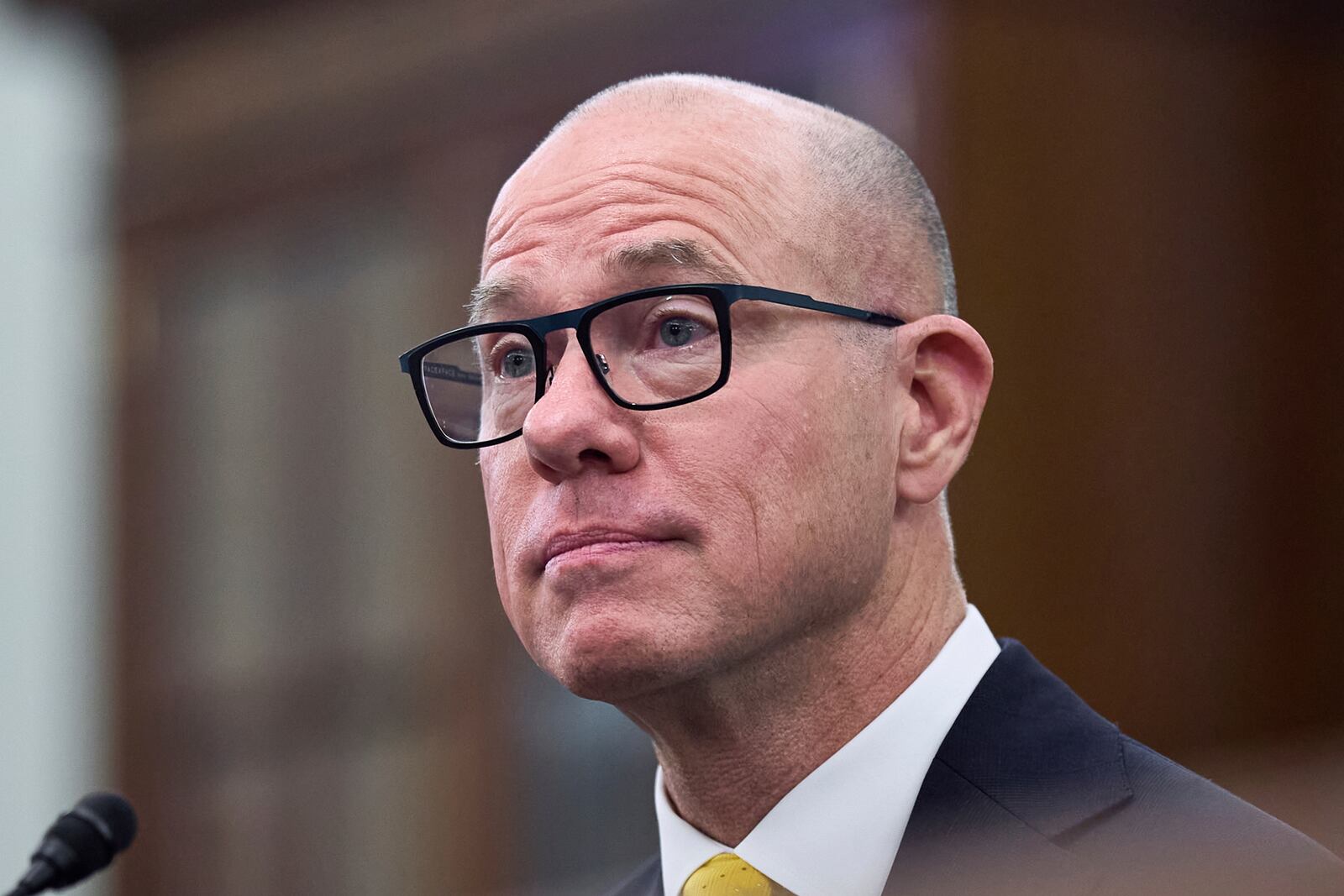 Bryan Bedford, President Donald Trump's nominee to run the Federal Aviation Administration, testifies at the Senate Senate Commerce, Science, and Transportation Committee on Capitol Hill in Washington, Wednesday, June 11, 2025. (AP Photo/J. Scott Applewhite)