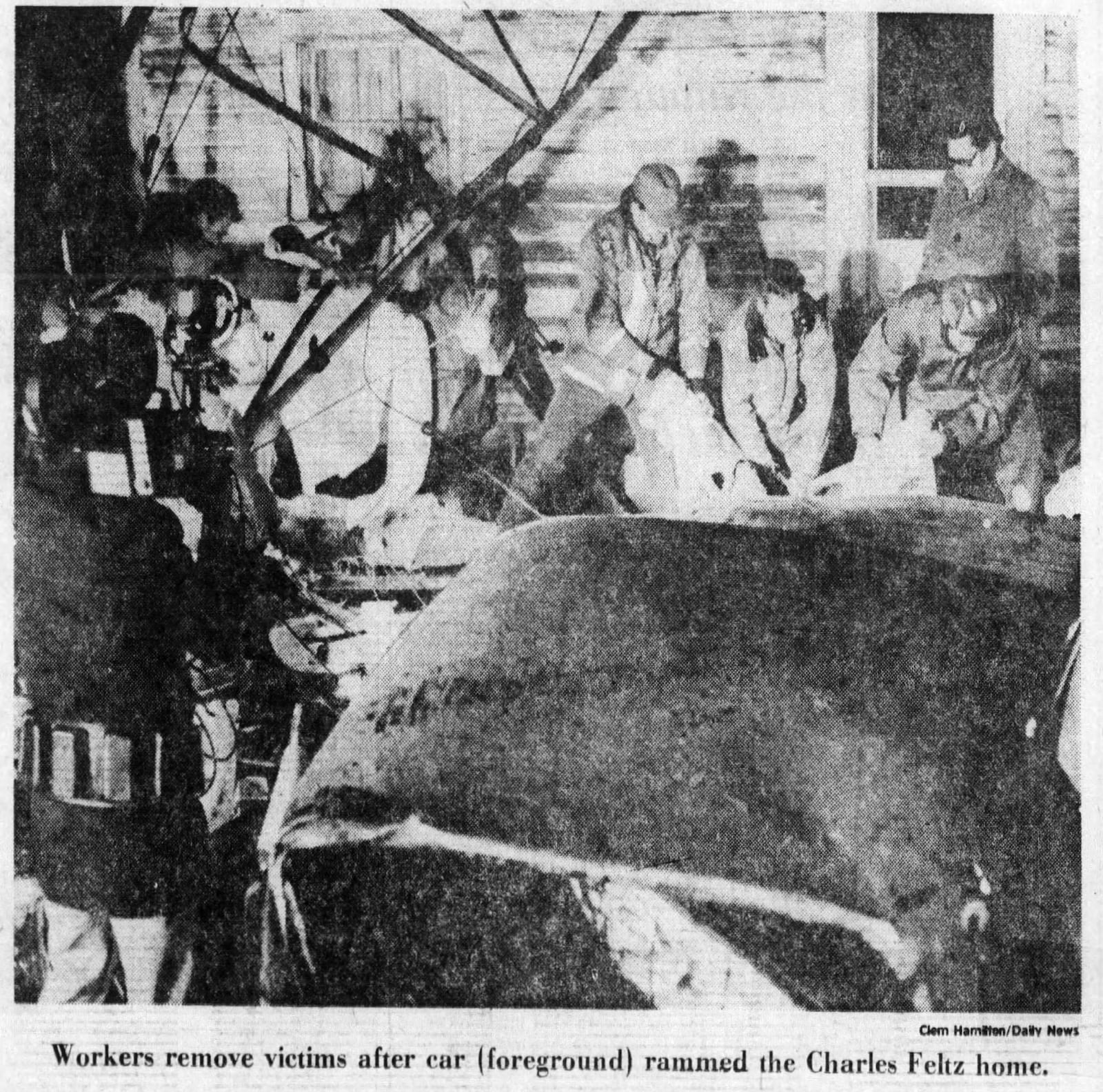 Six people were killed when a southbound car went through one side of a house and out the other on Ohio 49 in Darke County in 1976. The dead include four members of a family asleep in the house. DAYTON DAILY NEWS ARCHIVES