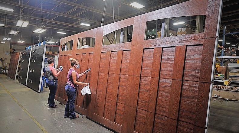 Inside the Clopay plant in Troy. The company is one of leaders in the making of garage doors.