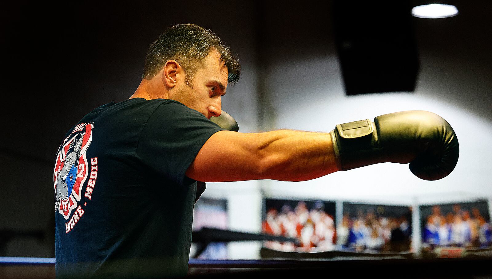 Xenia firefighter Warren Roberds will be boxing in the Dawg Fight charity exhibition tournament at Lori's Roadhouse next Thursday. MARSHALL GORBY\STAFF