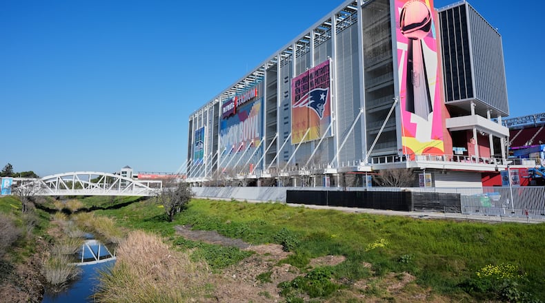 A view of Levi's Stadium ahead of Super Bowl LX between the Seattle Seahawks and the New England Patriots, in Santa Clara. Calif., Wednesday, Feb. 4, 2026. (AP Photo/Godofredo A. Vásquez)