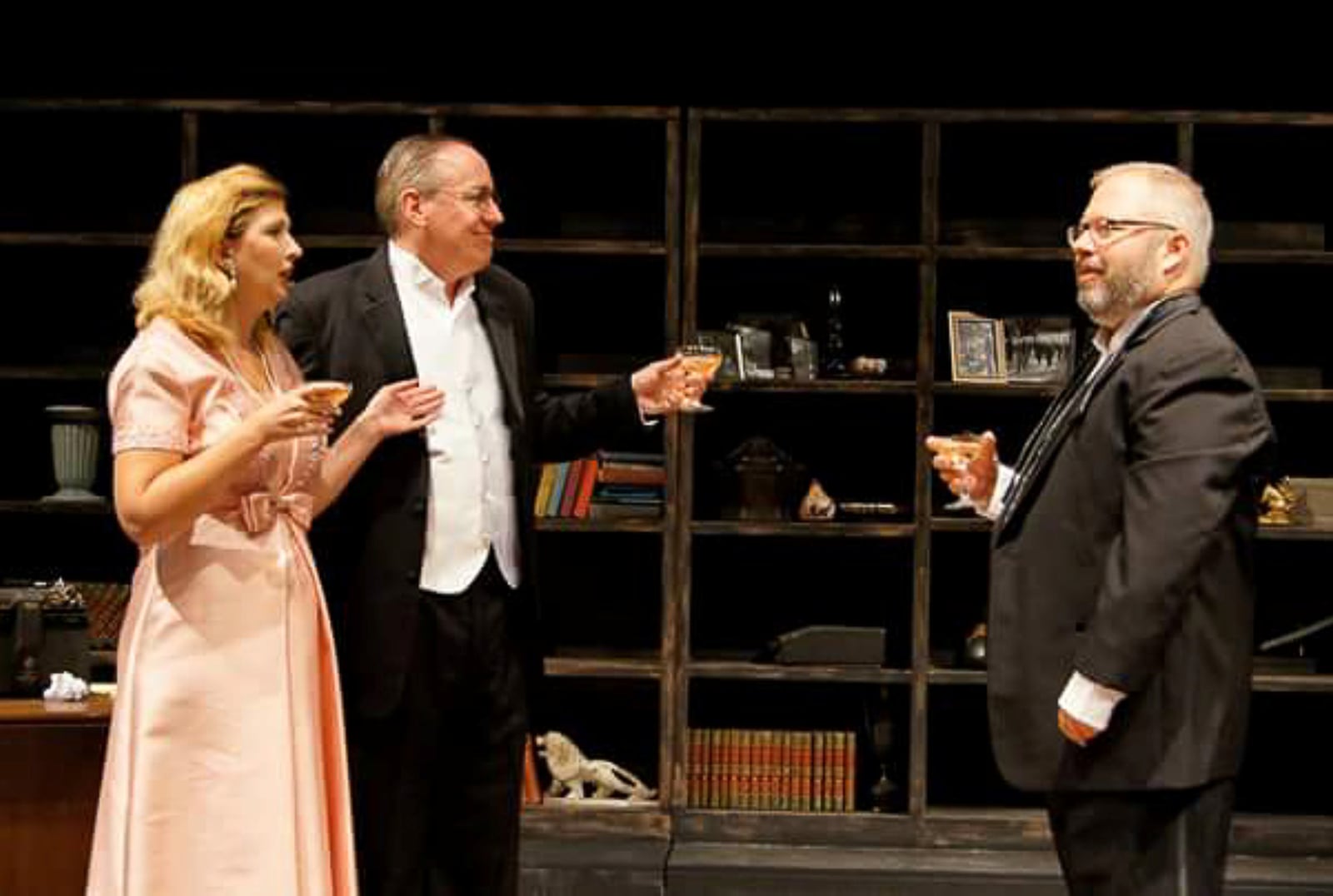 Rick Flynn (Right) performing in the play "The Columnist" by David Auburn at the Dayton Theater Guild in 2015. He is pictured with fellow actors Wendi Michael (Left) and David Shough (second from left). CONTRIBUTED