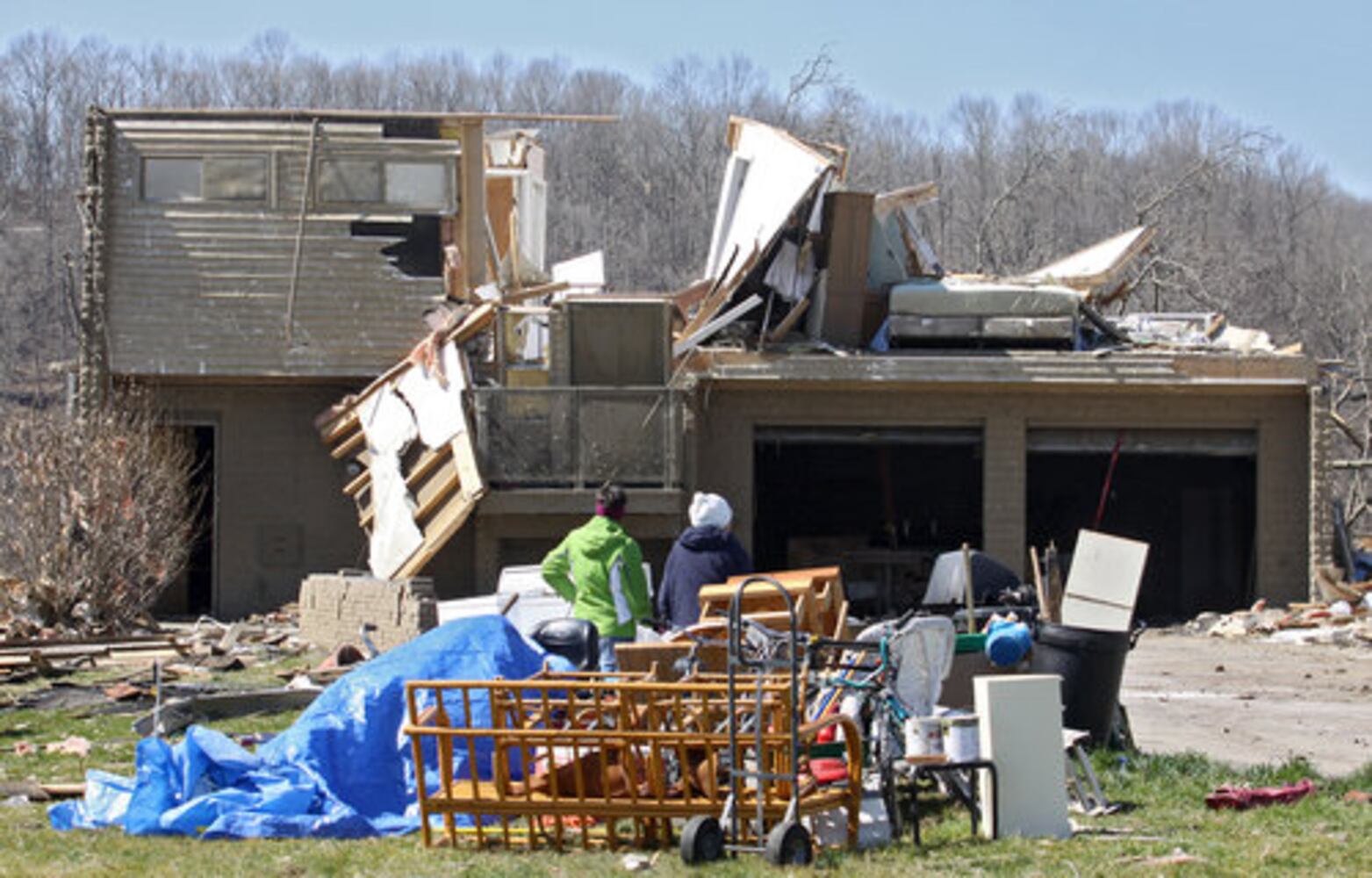 Tornado damage cleanup in Moscow, Ohio