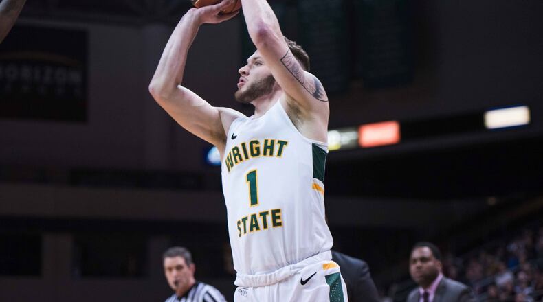 Wright State’s Bill Wampler puts up a shot during Thursday night’s game vs. Milwaukee. Joseph Craven/CONTRIBUTED