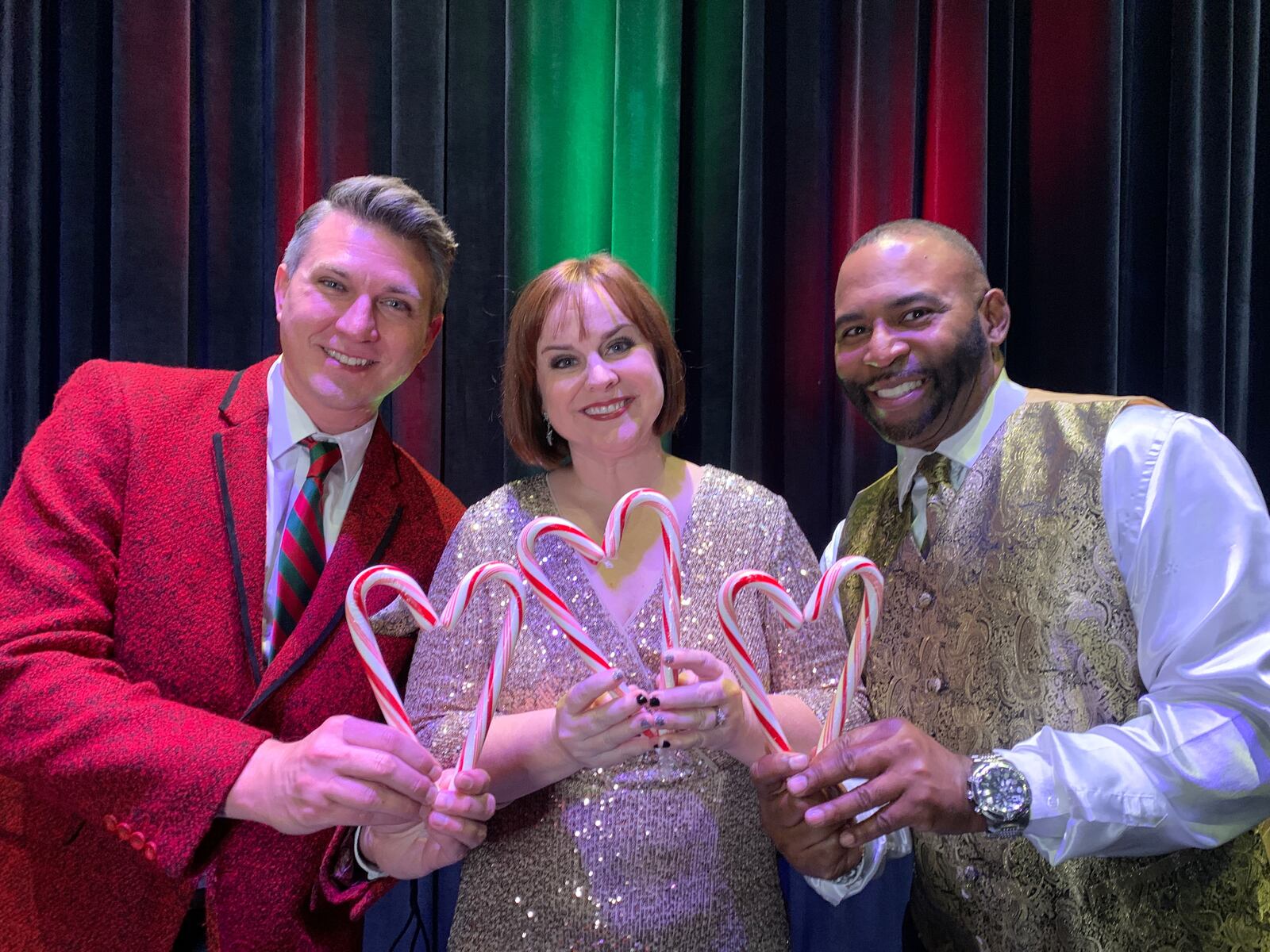 left to right: Philip Drennen, Gina Handy and Deron Bell of "Season's Greetings."