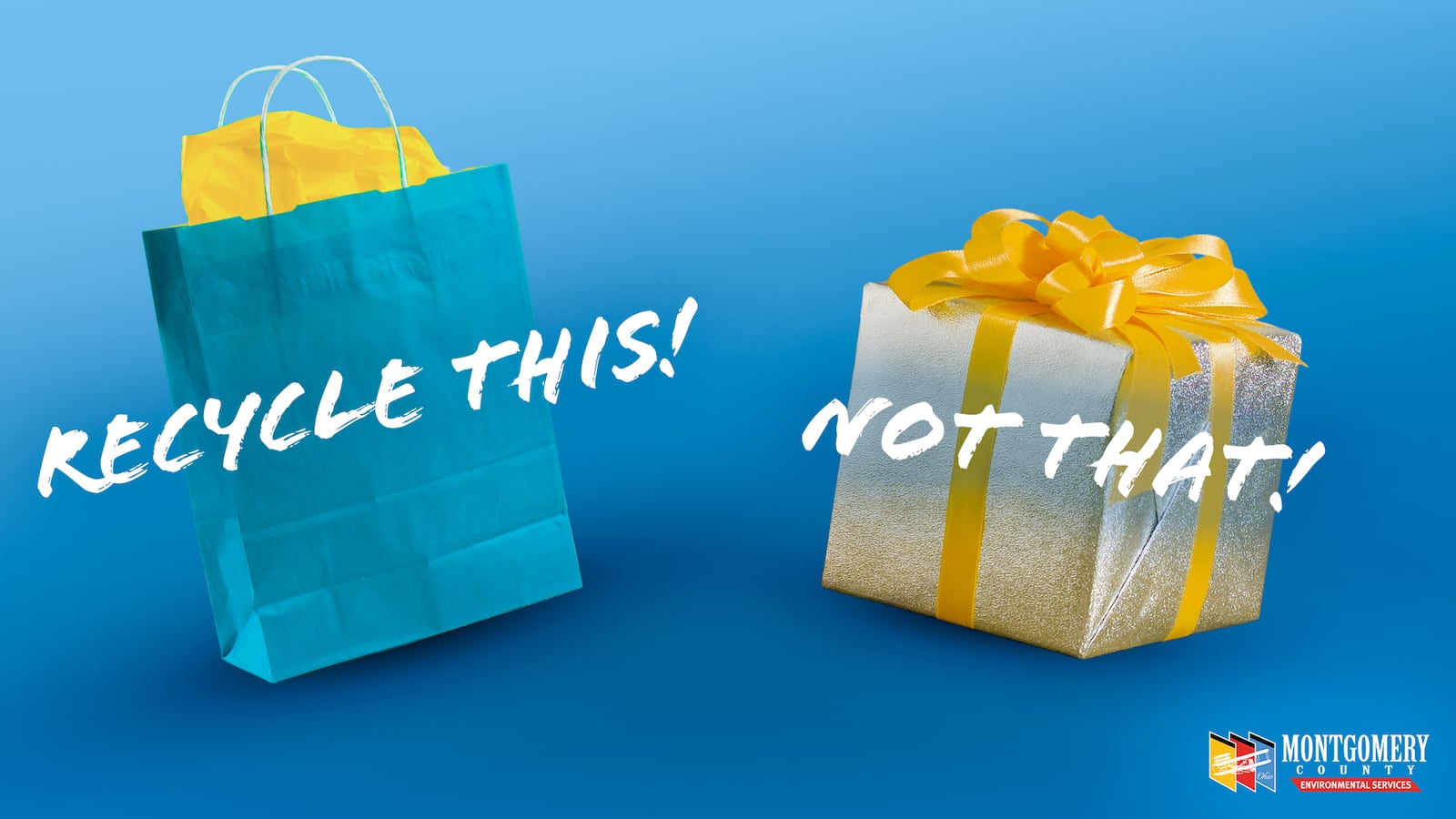 Properly recycling gift wrap is essential during the holidays. PHOTO COURTESY OF MONTGOMERCY COUNTY ENVIRONMENTAL SERVICES