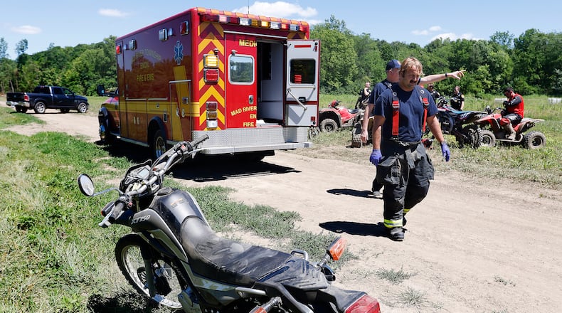 CareFlight was called to a ATV accident near South Tecumseh Road in Clark County Sunday, June 30, 2024. A lady riding a ATV was taken by CareFlight and a motorcycle rider was taken by a ground medic. MARSHALL GORBY\STAFF