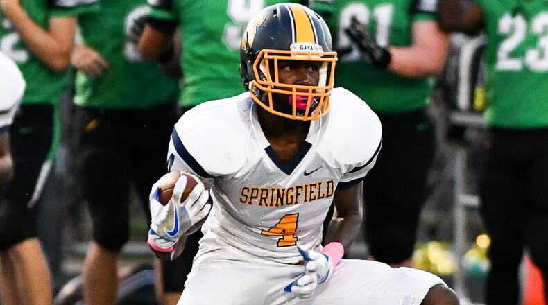 Springfield defensive back Jah’Erinn Echols returns an interception during a Greater Western Ohio Conference game against Northmont on October 7, 2016 at Good Samaritan Stadium in Clayton. Echols is one of eight returning starters on defense for the Wildcats. BRYANT BILLING / CONTRIBUTED