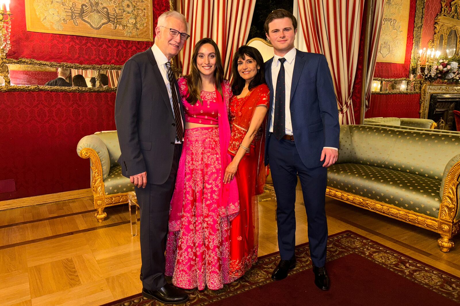 This 2024 photo provided by John Santoro shows, from left, Dr. Michael Groff, Karenna Groff, Dr. Joy Saini, and James Santoro. (Courtesy John Santoro via AP)