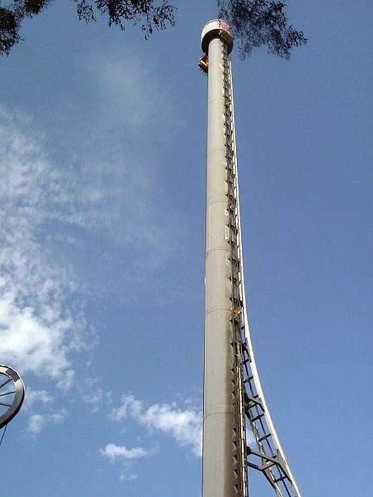 Located at Dreamworld in the Gold Coast, Australia, it is currently the fourth fastest roller coaster in the world, but it has been reported to be the fastest and tallest roller coaster on a tower. The six ton passenger vehicle, called the 'Escape Pod', is electro-magnetically powered and rapidly accelerates its passengers to 100 mph in seven seconds. The track then pitches up 90 degrees to the vertical, with the passengers pulling 4.5Gs. Riders are weightless during the entire vertical section of the ride for about 6.5 sec, 3.25 seconds going up and 3.25 seconds falling back down. The car then pitches back down to horizontal and hurtles back into the station where it comes to a rapid stop. There has been some controversy over whether Tower of Terror is a roller coaster, since the car goes up a tower only to fall back down again. Because of this, the ride is found on many lists of the tallest and fastest rollercoasters.