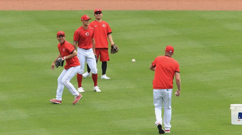 Reds outfielder Shogo Akiyama on Friday, July 3, 2020, at Great American Ball Park. David Jablonski/Staff