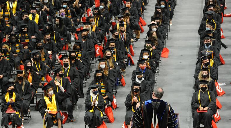 Sinclair Community College graduation was held at the University of Dayton Arena Thursday, May 6, 2021. MARSHALL GORBY\STAFF
