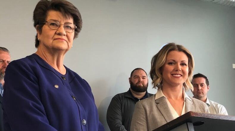 State Sen. Peggy Lehner (left) on Monday announced her endorsement for the 6th District seat she is vacating due to term limits. Lehner threw her support behind Rachel Selby (right), who is in a three-way primary race with state Rep. Niraj Antani and Greg Robinson. NICK BLIZZARD/STAFF