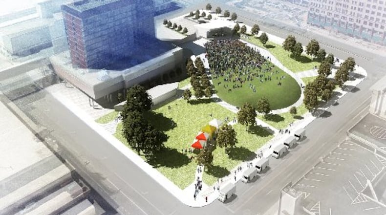 An aerial rendering of the planned Levitt Pavilion downtown. CONTRIBUTED.