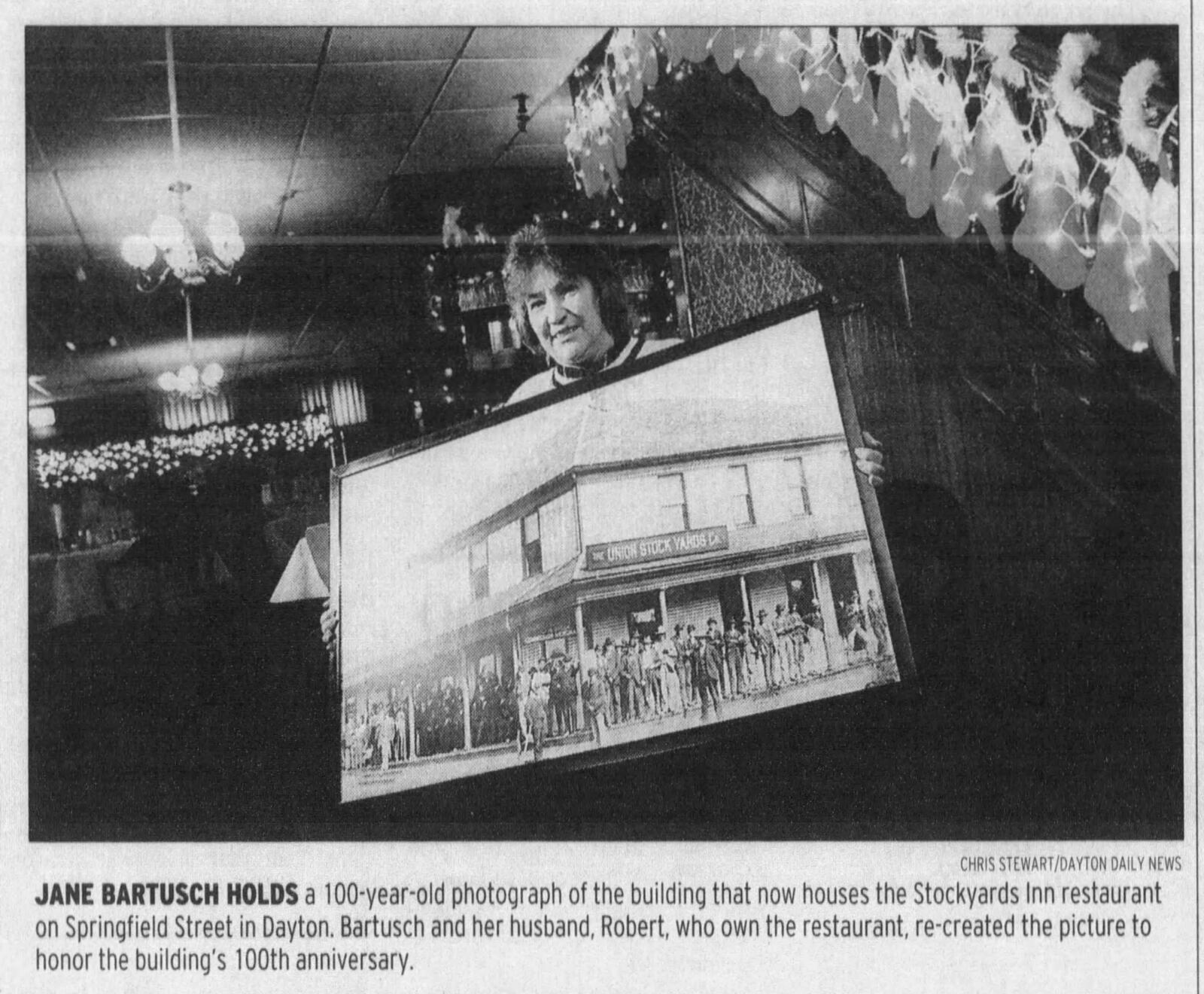 Co-owner Jane Bartusch with Stockyards Inn memorabilia. DAYTON DAILY NEWS ARCHIVES