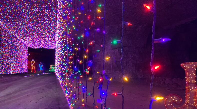 Lights Under Louisville is now open at Louisville Mega Cavern through Jan. 3, 2026. The 30-minute drive will take visitors through underground passageways lined with themed displays, mapping projections, characters and 7 million lights. LOUISVILLE MEGA CAVERN/CONTRIBUTED