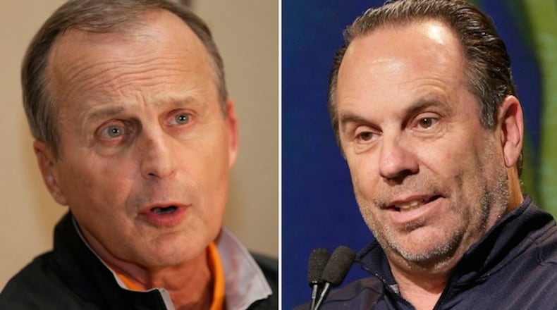 Tennessee head coach Rick Barnes answers a question during the Southeastern Conference men's NCAA college basketball media day in Charlotte, N.C., Wednesday, Oct. 21, 2015. (AP Photo/Chuck Burton)Notre Dame head coach Mike Brey answers a question during the Atlantic Coast Conference men's NCAA college basketball media day in Charlotte, N.C., Wednesday, Oct. 25, 2017. (AP Photo/Chuck Burton)