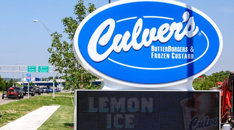The central spine road of West Carrollton’s new River District pays tribute to the man who was a key part of its formation: Jeff Sanner, a former mayor, who died last year. Culver's is the first restaurant to open in the new development. BRYANT BILLING / STAFF