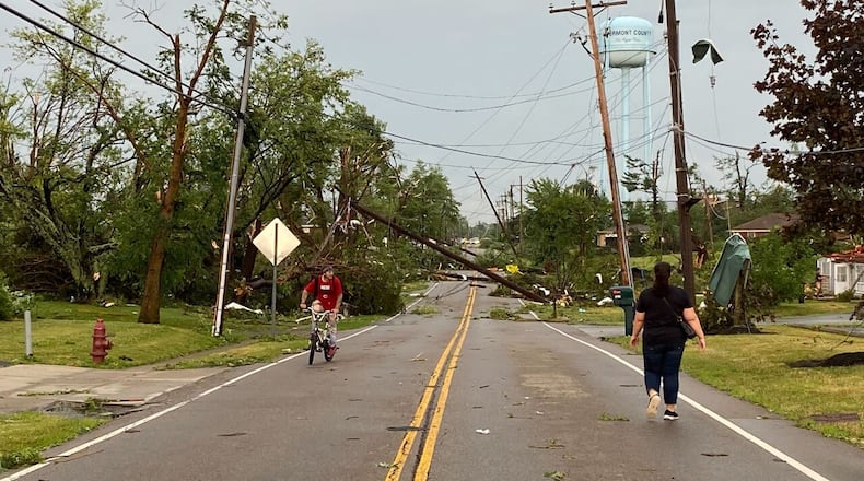 Damage throughout the township of Goshen after a tornado touched down nearby on Wednesday. JESSICA HART/WCPO