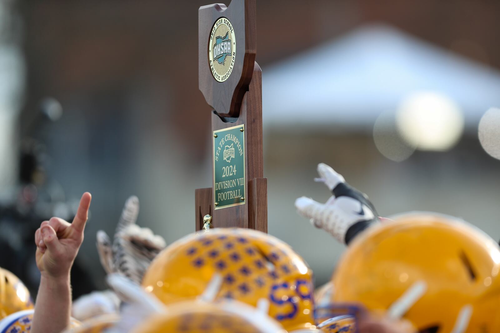 Marion Local routed Hillsdale 74-0 on Friday to win its fourth straight Division VII state football championship at Tom Benson Hall of Fame Stadium in Canton. It was the 64th consecutive win for the Flyers. Michael Cooper/CONTRIBUTED