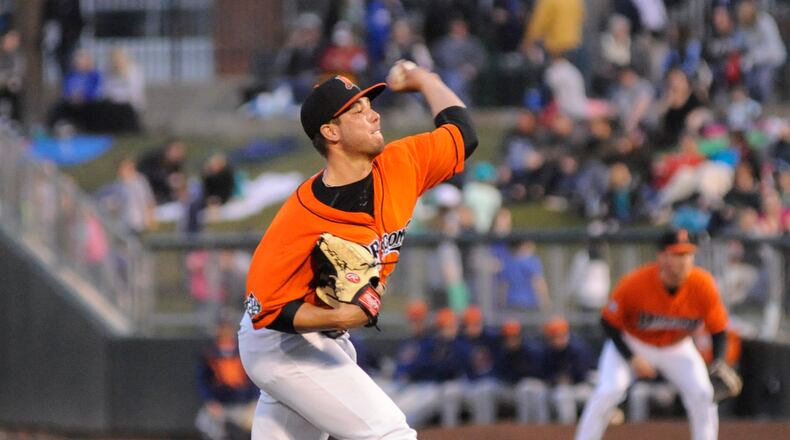 Dragons starting pitcher Jacob Heatherly. MARC PENDLETON / STAFF