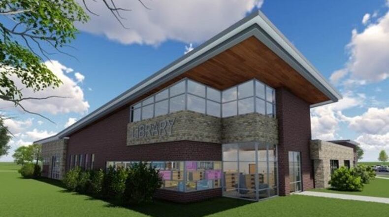 This rendering represents what the West Carrollton branch of the Dayton Metro Library was to look like when it reopens. The branch holds a grand reopening next week. CONTRIBUTED ILLUSTRATION