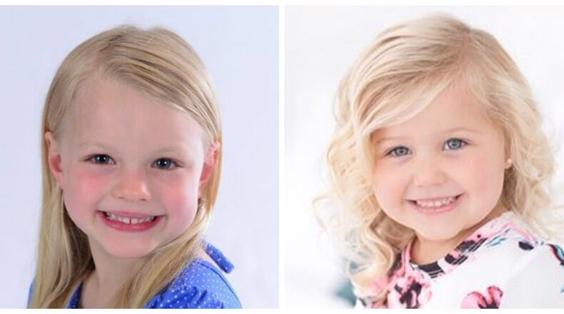 Vivian King, 4, of Oakwood and Teagen Krekus, 3 1/2, of Lebanon, will alternate the role of “Lulu,” the daughter of the production’s main character, Jenna.