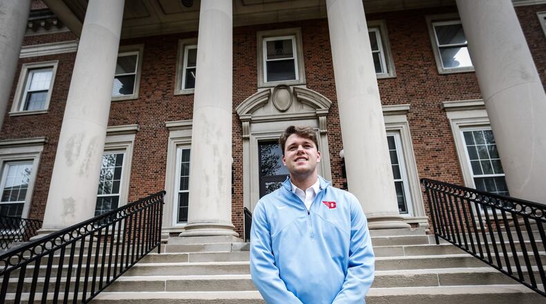 Max DiGiacomo, a 2022 University of Dayton graduate, landed a finance job in February. The class of 2022 is finding it easier to be hired straight out of college as opposed to the classes of the previous two years, who saw hiring rates plummet because of the pandemic. JIM NOELKER/STAFF
