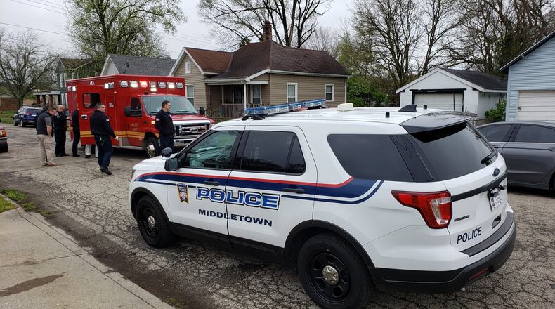 Middletown police are investigating an appearent shooting this morning on Calumet Avenue. NICK GRAHAM/STAFF