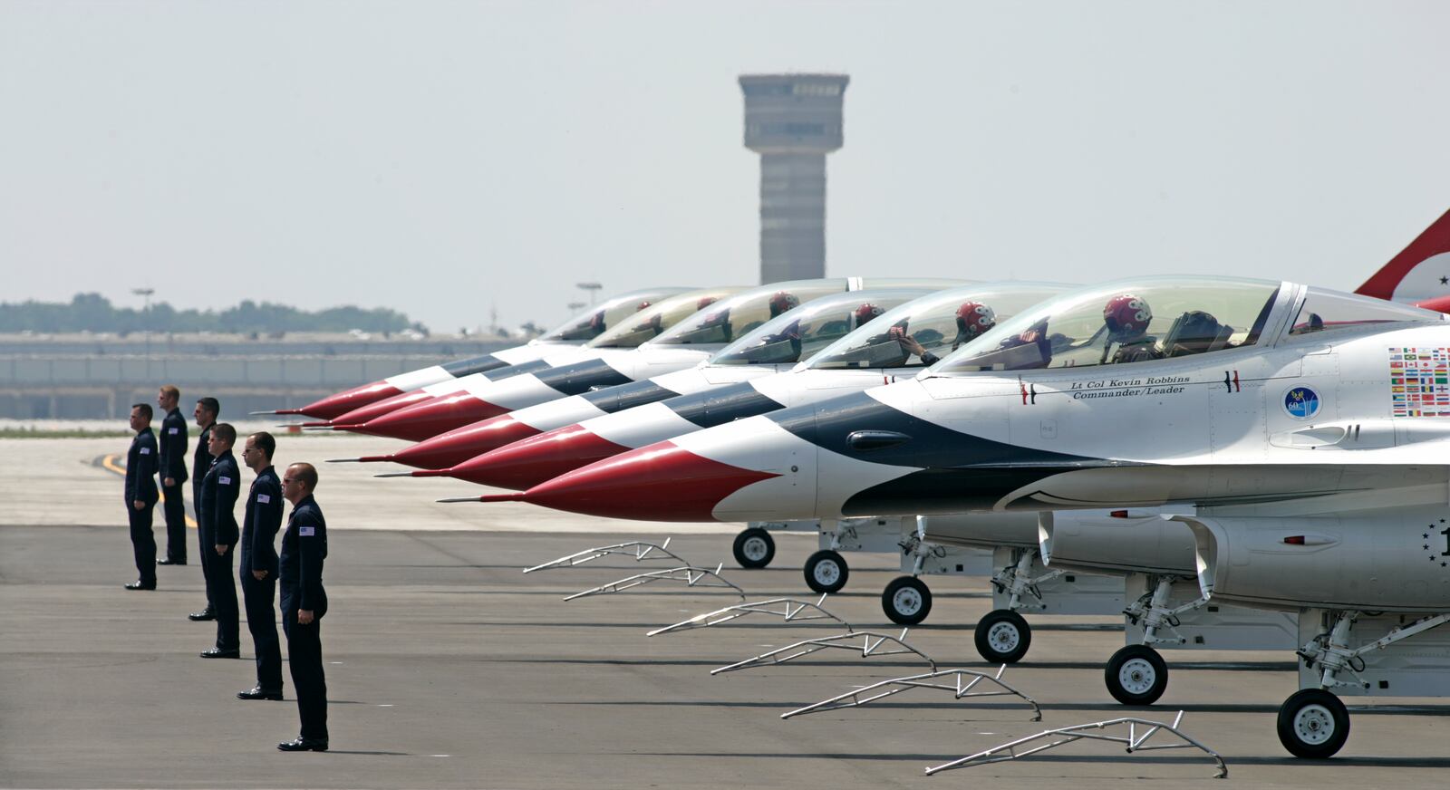 7-29-07--Photo by Ty Greenlees-- U.S. Air Force Thunderbirds prepare for their performance at the Vectren Dayton Air Show.