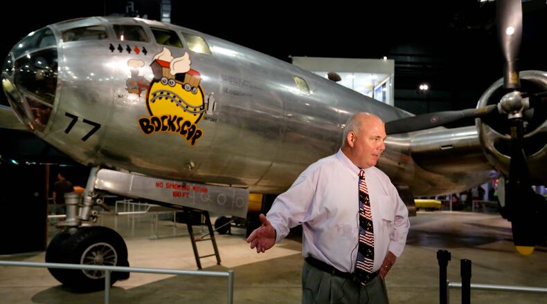 Joe Sweeney, son of B-29 pilot Charles Sweeney, was at the National Museum of the U.S. Air Force in 2015. The B-29 Bockscar dropped the “Fat Man” atomic bomb on Nagasaki in August 1945. FILE