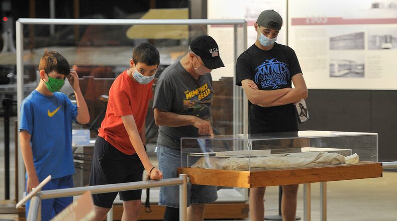 The National Museum of the United States Air Force reopened last july after a 108-day closure. Visitors were required to wear mask. Staff photo: Marshall Gorby