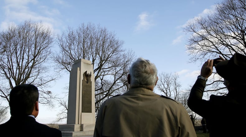 Pilots from MacAir Aero Club in Greene County flew in formation over the Wright Brothers Memorial in 2015 where the 112th Anniversary of the the first powered airplane flight was remembered with speeches, a wreath laying and a written proclamation from then-President Obama declaring December 17 to be Wright Brothers Day. TY GREENLEES / STAFF