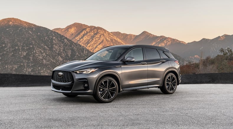 The 2023 Infiniti QX50's front end is attractive with a grille that is stately and refined. Contributed