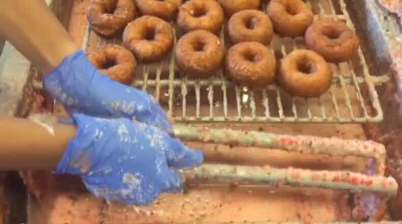 Making doughnuts for 2019 Troy Strawberry Festival
