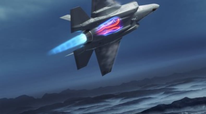 GE Aviation says its new XA100 Adaptive Cycle engine is designed to fit both the F-35A and F-35C without structural modifications to either airframe, enabling better range, acceleration and cooling to accommodate next-generation mission systems. GE Aviation image