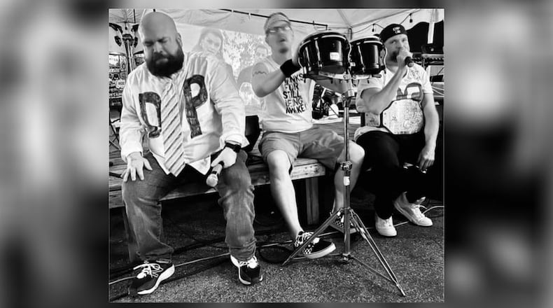 Irreverent potty rappers Dip Spit, (left to right) Dumptruck, Greg and Dip, releases its new album, “We Did It,” at Yellow Cab Tavern in Dayton on Saturday, March 2.