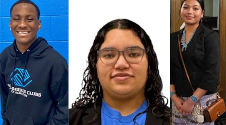 Three local teenagers are competing for Ohio's Youth of the Year through the Boys & Girls Club. From left to right: Demarion Sample-Jackson, Ke'mya Lam and Megan Oliver. Contributed.