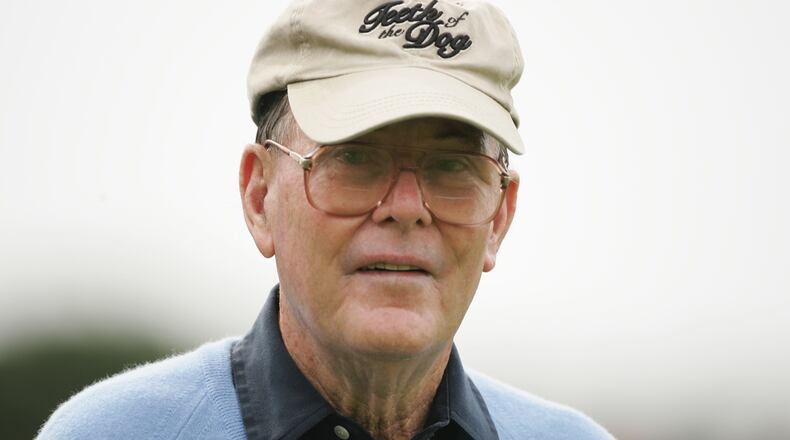 Course designer Pete Dye waits on the practice range during practice prior to the start of THE PLAYERS Championship at the TPC at Sawgrass on March 23, 2005 in Ponte Vedra Beach, Florida. (Photo by Scott Halleran/Getty Images)