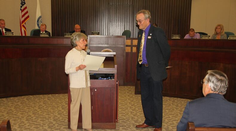 Mayor Arlene Setzer declaring May as Bicycle Month. CONTRIBUTED.