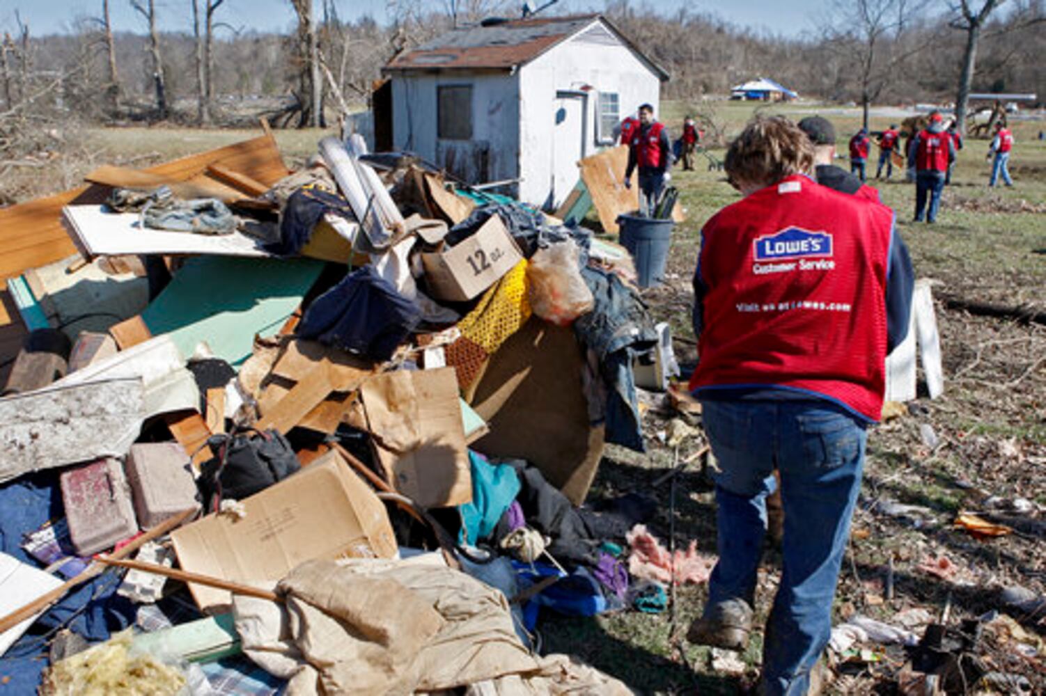 Tornado damage cleanup in Moscow, Ohio