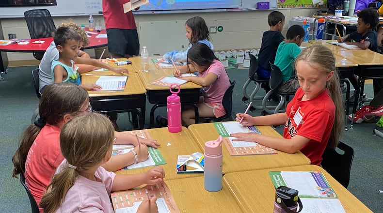 Students learned about farming and water irrigation during the Huber Heights City Schools STEM camp prototype module. Participants first sketched a prototype farm and water system in inventor logs, then brought their ideas to life by creating a 3D farmhouse. CONTRIBUTED PHOTO