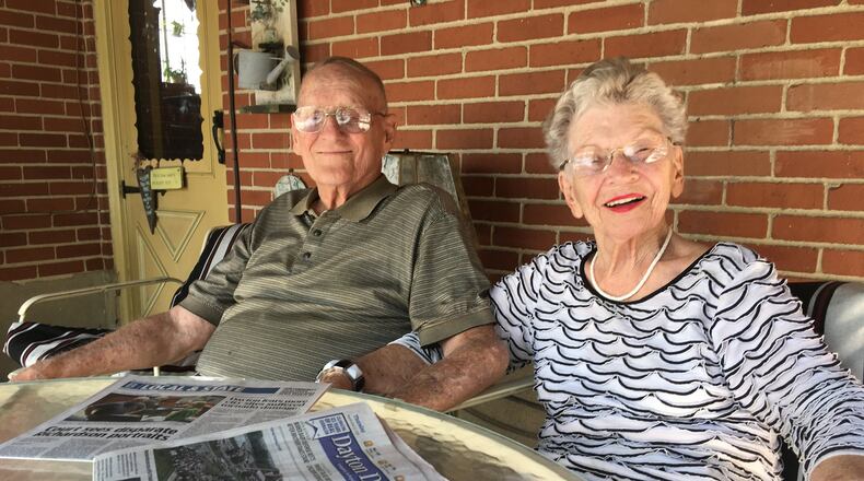 Vern and Fredricka “Freddy” Schaefer of Kettering have been reading the Dayton Daily News since before they were married 69 years ago. RICHARD WILSON/STAFF