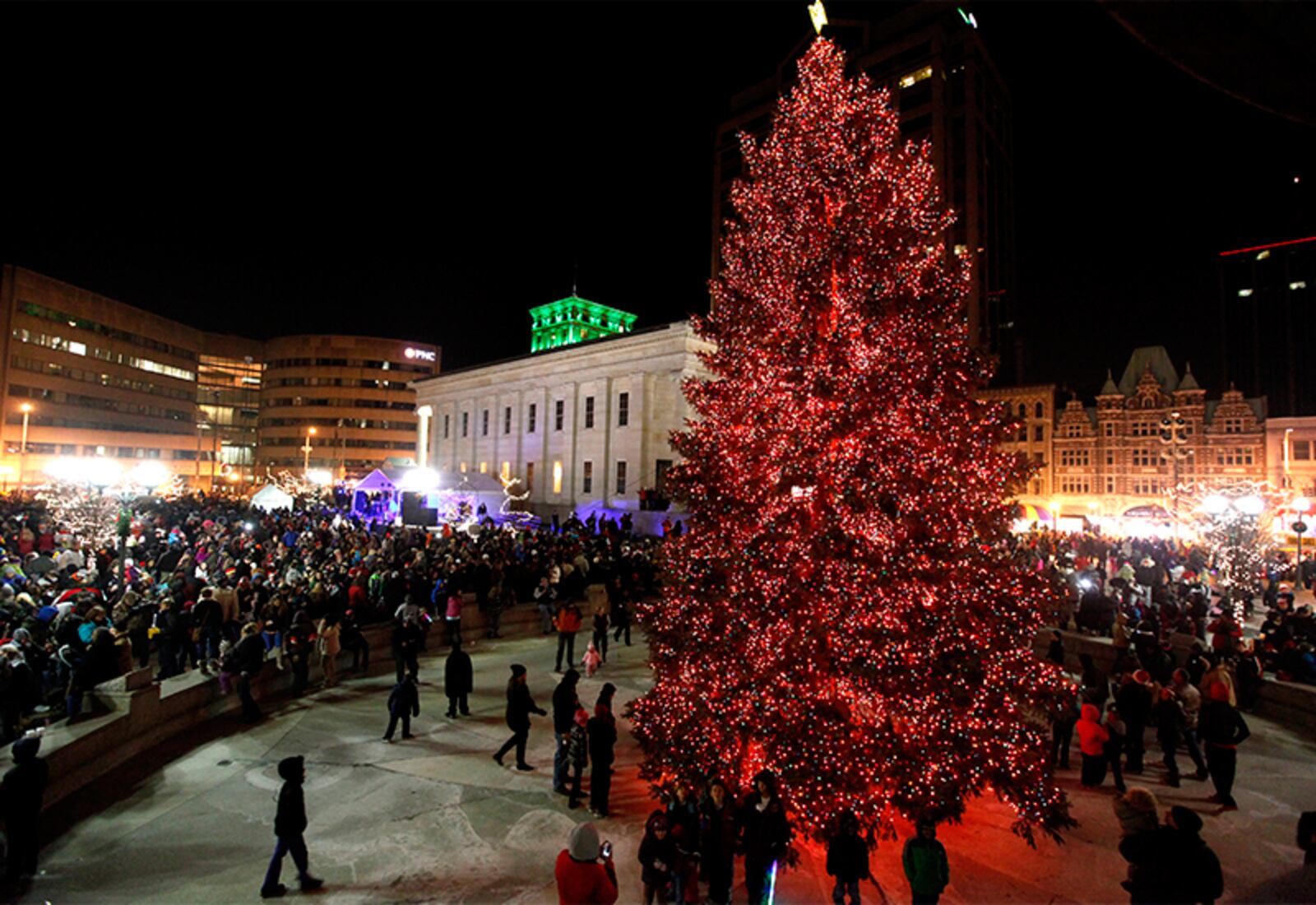 The Dayton Holiday Festival drew crowds of people to downtown Dayton Friday night. The Grande Illumination and the Dayton Children's Parade were two of the highlights of the annual event. The festivities also included live musical performances, horse drawn wagon rides and carnival rides for children.