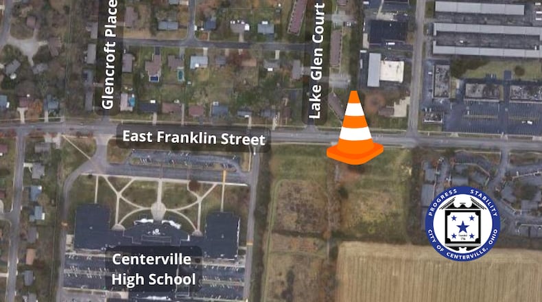 Crews will close both lanes of East Franklin Street near Lake Glen Court from 7 p.m. to 6:30 a.m. for at least four nights starting Monday, March 27, 2023, to make a sanitary sewer connection with the new Washington Twp. Fire Department station.
