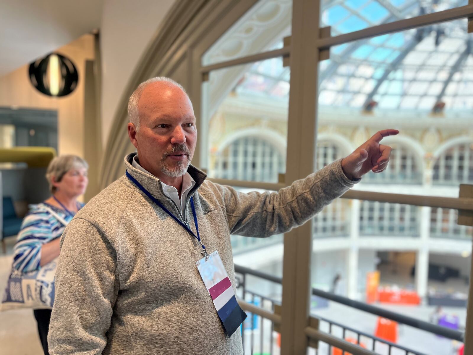 Dave Williams, vice president of development with Cross Street Partners, gives a tour of the Dayton Arcade as part of the 2023 Heritage Ohio annual conference on Wednesday, Oct. 11, 2023. CORNELIUS FROLIK / STAFF