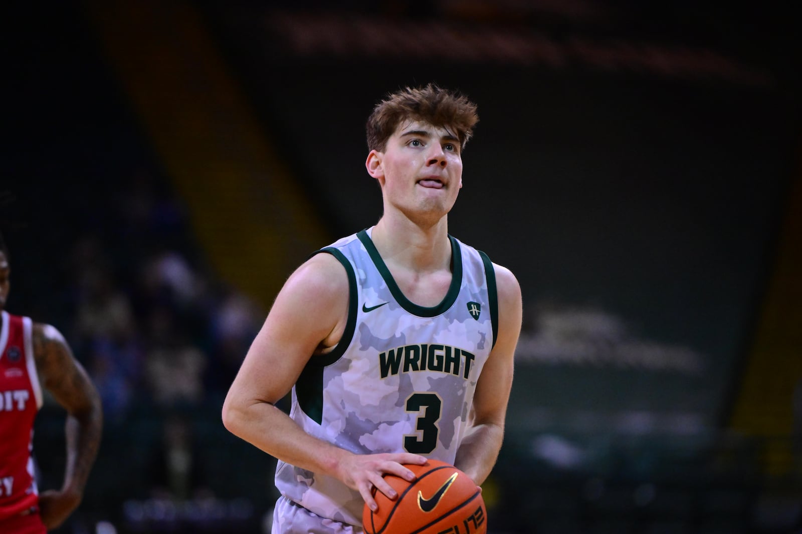 Wright State's Alex Huibregtse prepares to shoot a free throw during a game earlier this season. Huibregtse scored 20 points in the Raiders' win over Cleveland State on Thursday night. Joe Craven/Wright State Athletics