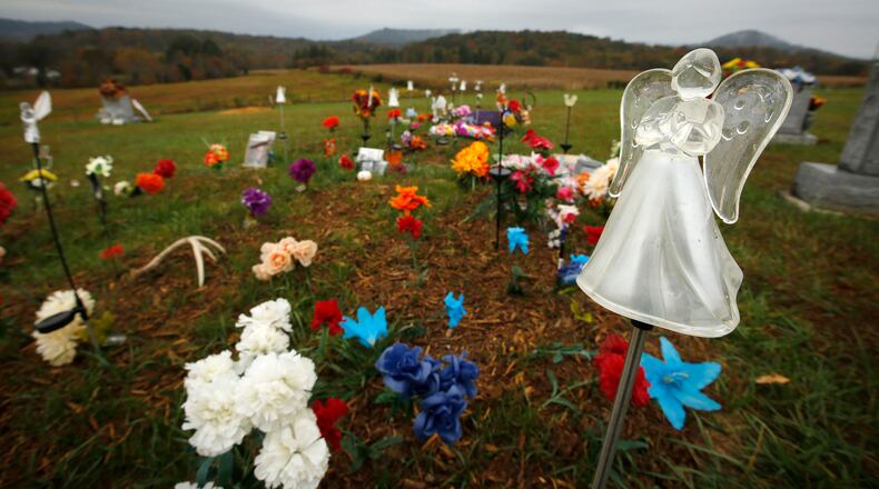 Gravesite of six of eight Rhoden Family members killed in rural Pike County  The three locations where the murders took place remain uninhabited six months after the execution style killings on April 22, 2016.  Investigators have released scant information and no clear motive has been revealed.  TY GREENLEES / STAFF