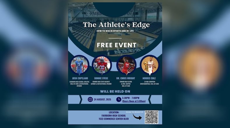 Four former Miami Valley starts - Joshua Copeland, Norris Cole, Chris Wright and Donnie Evege - will be hosting the free event 'The Athletes Edge: How to win in sports and in life' at 5:30 p.m. Sunday, Aug. 24 at Fairborn High School. CONTRIBUTED PHOTO