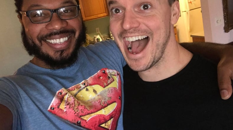 John Keefe (right) and his partner Troy Cornish (left). Keefe is competing in a global, online competition for the title of "World's Favorite Chef."